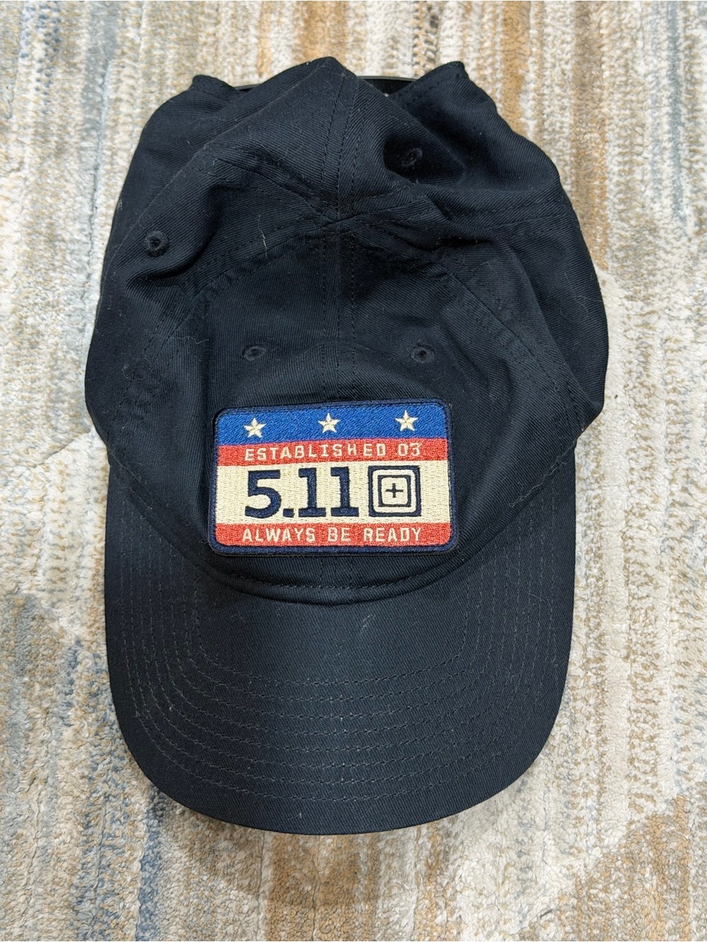 5.11 Tactical Black Cap with Red White and Blue Patch